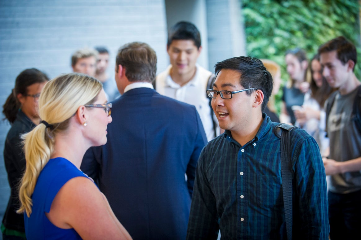 students at an event