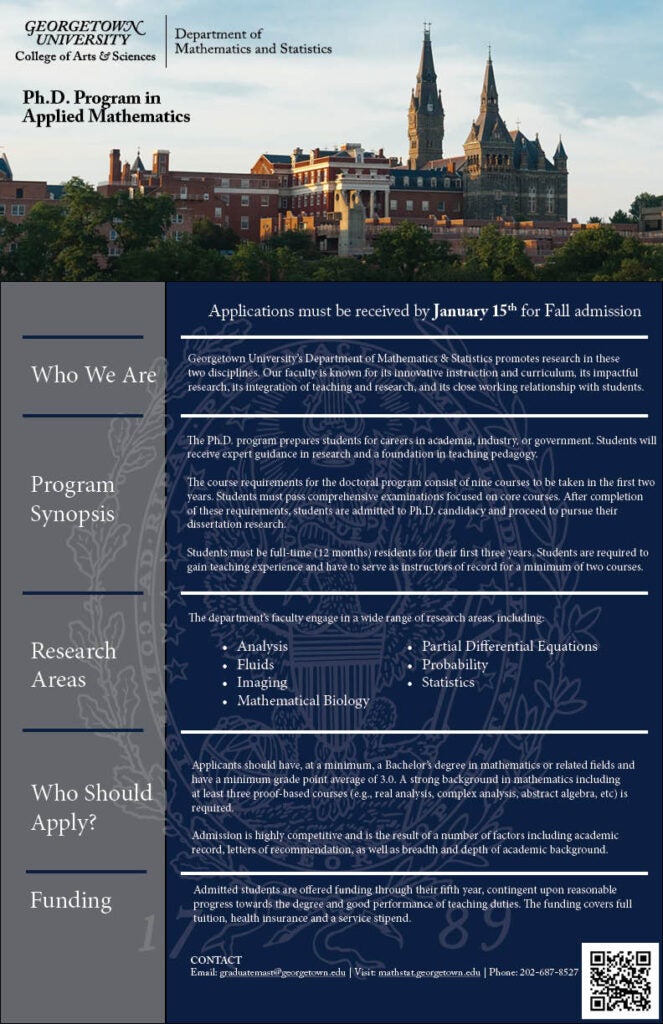 Image of informational poster for the Ph.D. Program in Applied Mathematics.